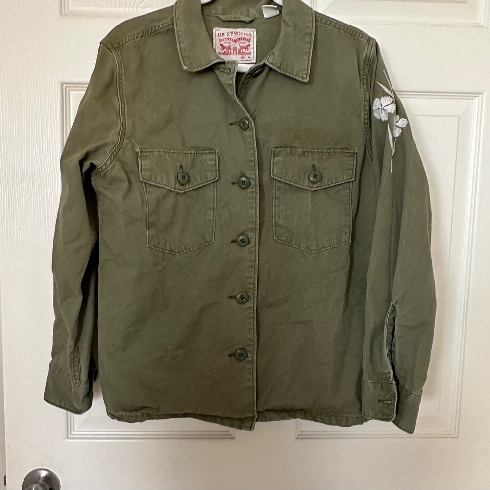 Levi's Women's Utility Jacket in Olive with Floral Embroidery